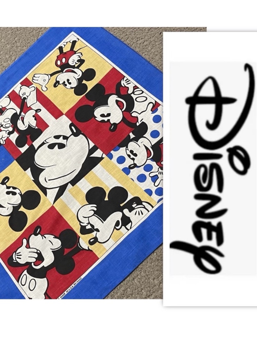 Walt Disney Co Mickey Mouse Handkerchief Scarf